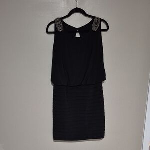 Dress Barn Black Mini Dress with Embellished Shoulders